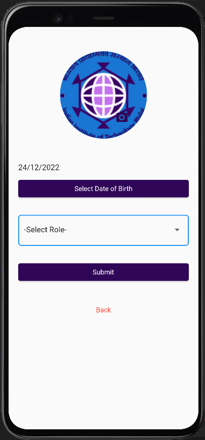 App screen to add user profile data